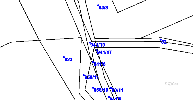 Parcela st. 941/17 v KÚ Rodkov, Katastrální mapa