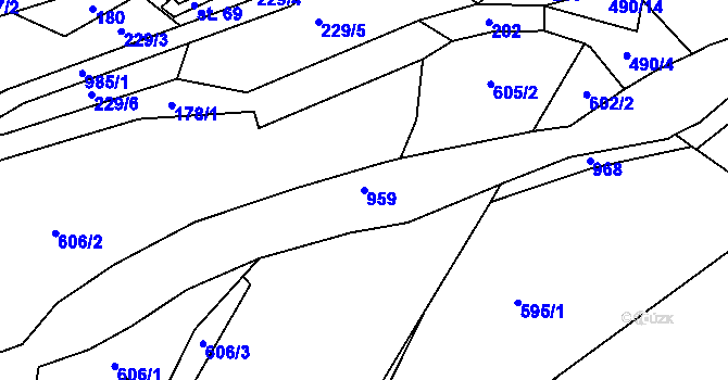 Parcela st. 959 v KÚ Rodkov, Katastrální mapa