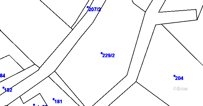 Parcela st. 229/2 v KÚ Rodkov, Katastrální mapa