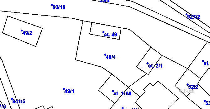 Parcela st. 49/4 v KÚ Rodkov, Katastrální mapa