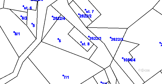 Parcela st. 8 v KÚ Dolní Řasnice, Katastrální mapa