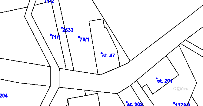 Parcela st. 47 v KÚ Dolní Řasnice, Katastrální mapa