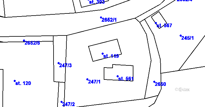 Parcela st. 119 v KÚ Dolní Řasnice, Katastrální mapa