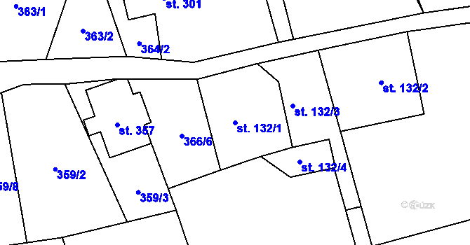 Parcela st. 132/1 v KÚ Dolní Řasnice, Katastrální mapa