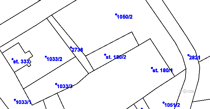 Parcela st. 180/2 v KÚ Dolní Řasnice, Katastrální mapa