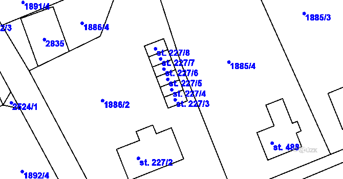 Parcela st. 227/4 v KÚ Dolní Řasnice, Katastrální mapa