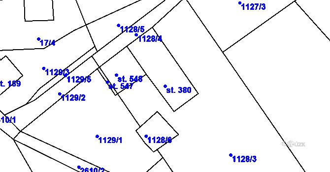 Parcela st. 380 v KÚ Dolní Řasnice, Katastrální mapa