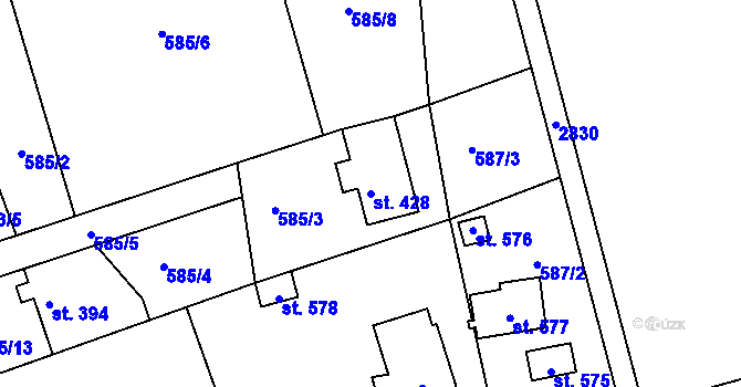 Parcela st. 428 v KÚ Dolní Řasnice, Katastrální mapa