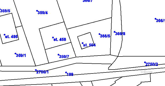 Parcela st. 504 v KÚ Dolní Řasnice, Katastrální mapa