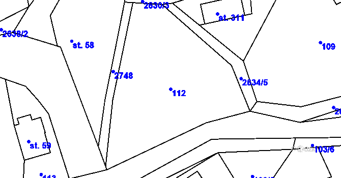 Parcela st. 112 v KÚ Dolní Řasnice, Katastrální mapa