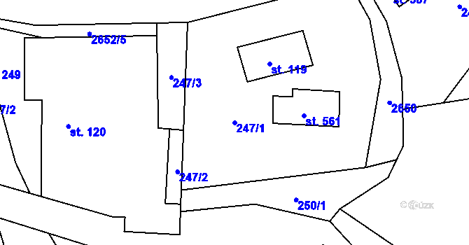 Parcela st. 247/1 v KÚ Dolní Řasnice, Katastrální mapa