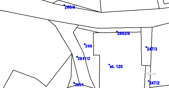 Parcela st. 249 v KÚ Dolní Řasnice, Katastrální mapa