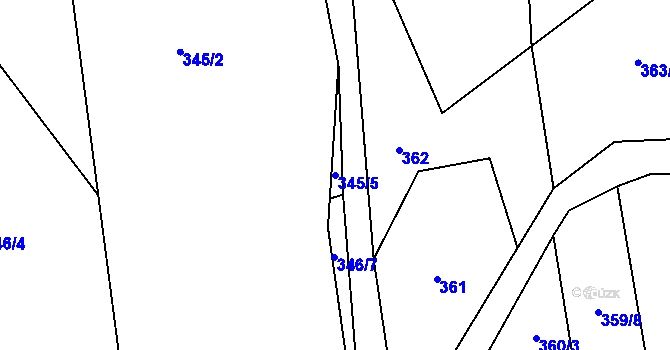 Parcela st. 345/5 v KÚ Dolní Řasnice, Katastrální mapa