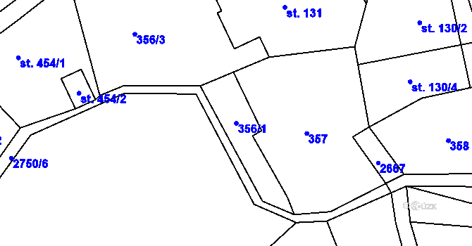 Parcela st. 356/1 v KÚ Dolní Řasnice, Katastrální mapa
