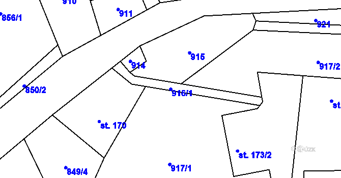 Parcela st. 916/1 v KÚ Dolní Řasnice, Katastrální mapa