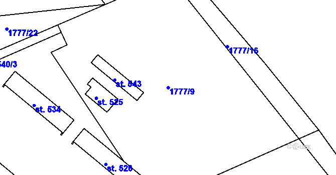 Parcela st. 1777/9 v KÚ Dolní Řasnice, Katastrální mapa