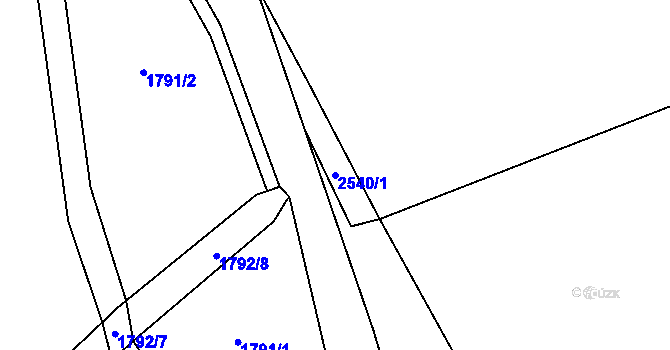 Parcela st. 2540/1 v KÚ Dolní Řasnice, Katastrální mapa