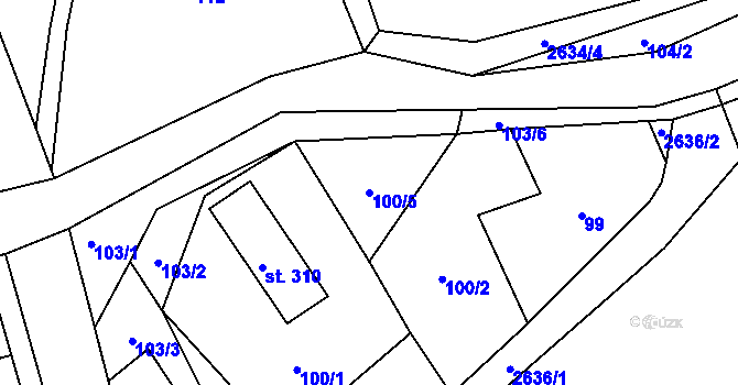 Parcela st. 100/5 v KÚ Dolní Řasnice, Katastrální mapa