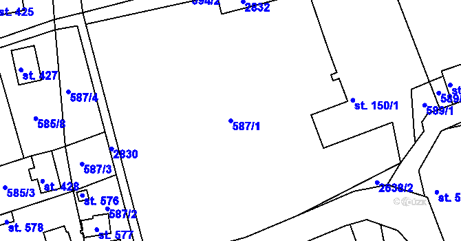 Parcela st. 587/1 v KÚ Dolní Řasnice, Katastrální mapa