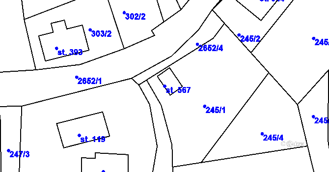 Parcela st. 567 v KÚ Dolní Řasnice, Katastrální mapa