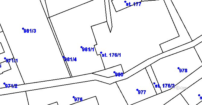 Parcela st. 176/1 v KÚ Dolní Řasnice, Katastrální mapa