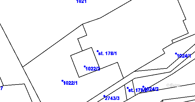 Parcela st. 178/1 v KÚ Dolní Řasnice, Katastrální mapa