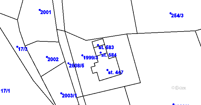 Parcela st. 584 v KÚ Dolní Řasnice, Katastrální mapa