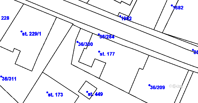 Parcela st. 177 v KÚ Dolní Ředice, Katastrální mapa