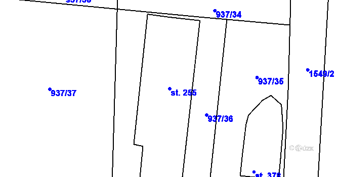 Parcela st. 255 v KÚ Dolní Ředice, Katastrální mapa