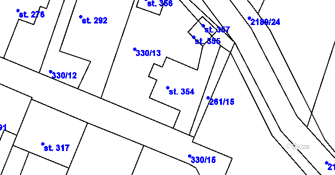 Parcela st. 354 v KÚ Dolní Ředice, Katastrální mapa