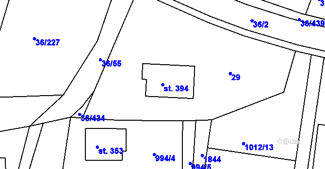 Parcela st. 394 v KÚ Dolní Ředice, Katastrální mapa
