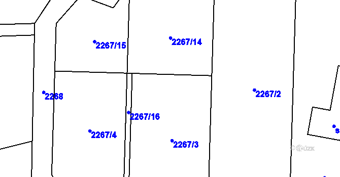 Parcela st. 2267/3 v KÚ Dolní Ředice, Katastrální mapa