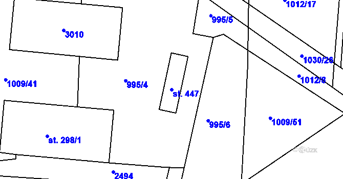 Parcela st. 447 v KÚ Dolní Ředice, Katastrální mapa