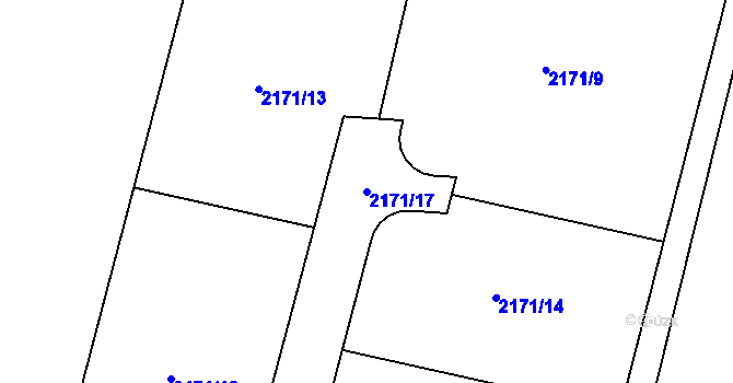Parcela st. 2171/17 v KÚ Dolní Ředice, Katastrální mapa