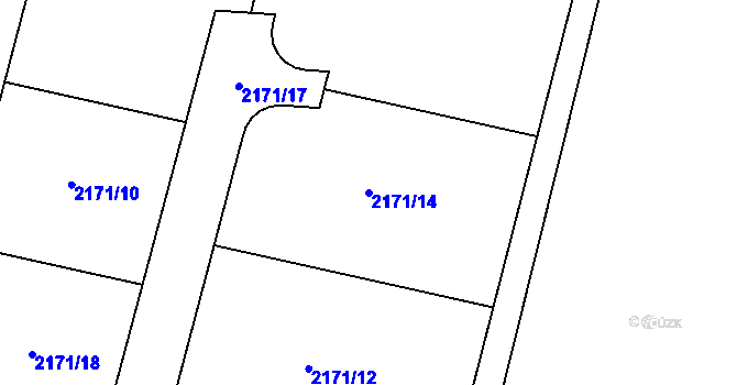 Parcela st. 2171/14 v KÚ Dolní Ředice, Katastrální mapa