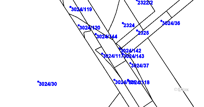 Parcela st. 3024/117 v KÚ Dolní Ředice, Katastrální mapa