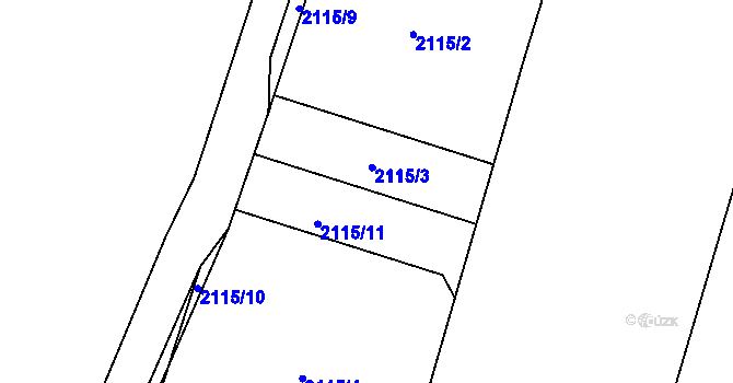 Parcela st. 2115/3 v KÚ Dolní Ředice, Katastrální mapa