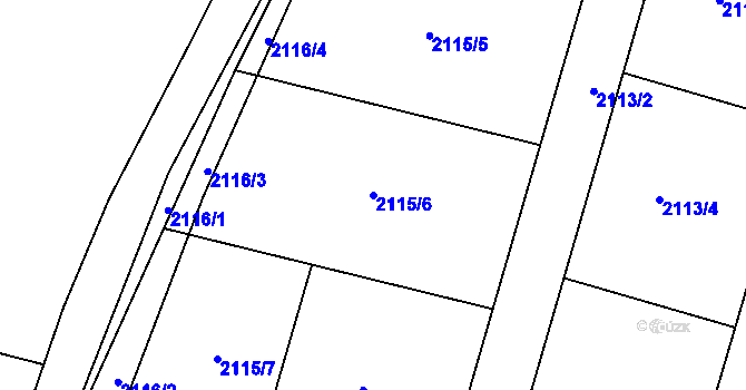 Parcela st. 2115/6 v KÚ Dolní Ředice, Katastrální mapa