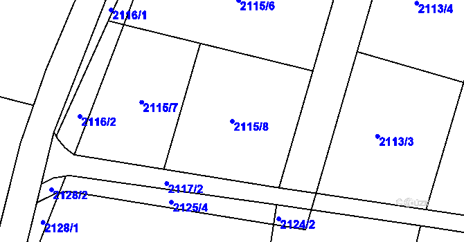Parcela st. 2115/8 v KÚ Dolní Ředice, Katastrální mapa