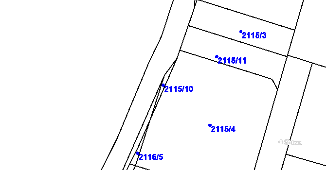Parcela st. 2115/10 v KÚ Dolní Ředice, Katastrální mapa