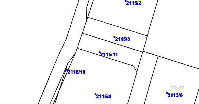 Parcela st. 2115/11 v KÚ Dolní Ředice, Katastrální mapa