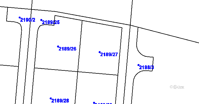 Parcela st. 2189/27 v KÚ Dolní Ředice, Katastrální mapa