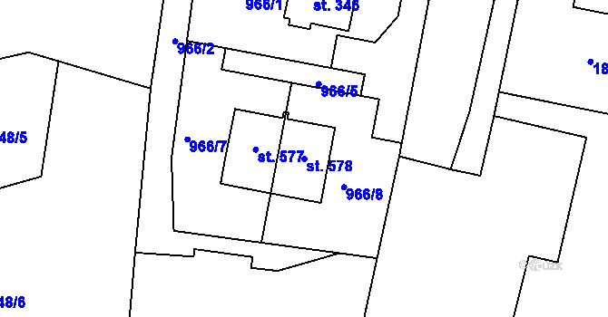 Parcela st. 578 v KÚ Dolní Ředice, Katastrální mapa