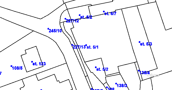 Parcela st. 5/1 v KÚ Dolní Skrýchov, Katastrální mapa