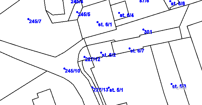 Parcela st. 6/2 v KÚ Dolní Skrýchov, Katastrální mapa