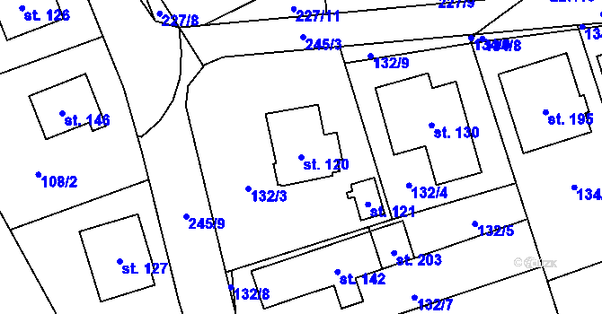 Parcela st. 120 v KÚ Dolní Skrýchov, Katastrální mapa