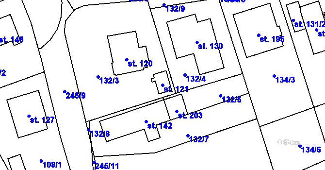 Parcela st. 121 v KÚ Dolní Skrýchov, Katastrální mapa