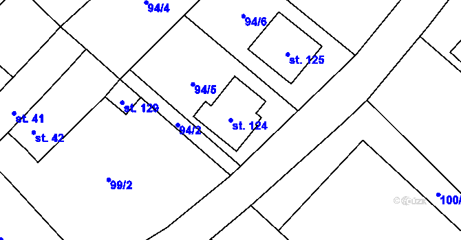 Parcela st. 124 v KÚ Dolní Skrýchov, Katastrální mapa