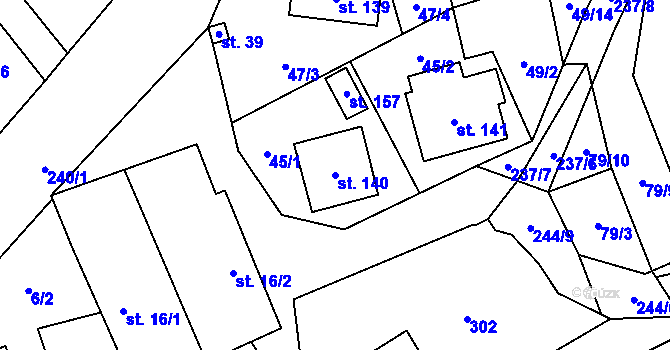 Parcela st. 140 v KÚ Dolní Skrýchov, Katastrální mapa