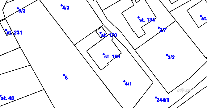 Parcela st. 169 v KÚ Dolní Skrýchov, Katastrální mapa